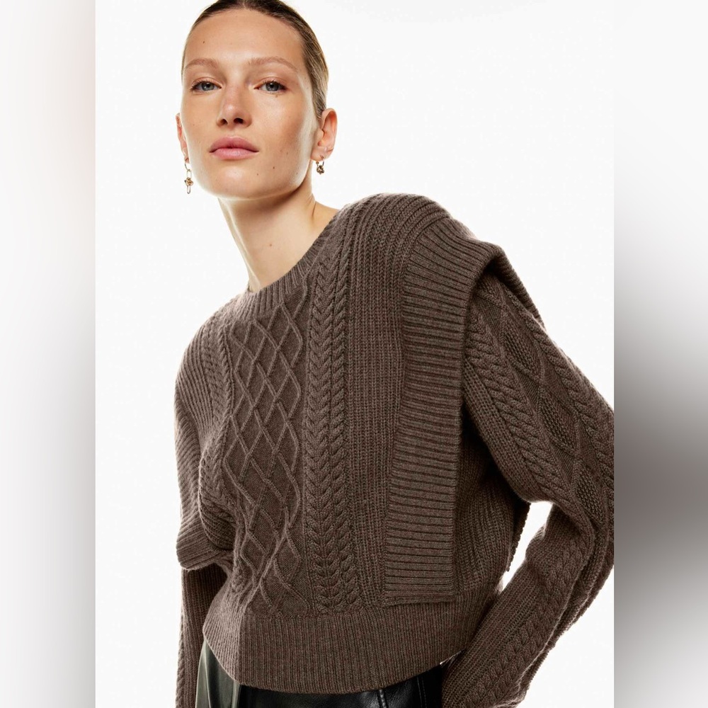 Babaton Brown Cable Knit Sweater